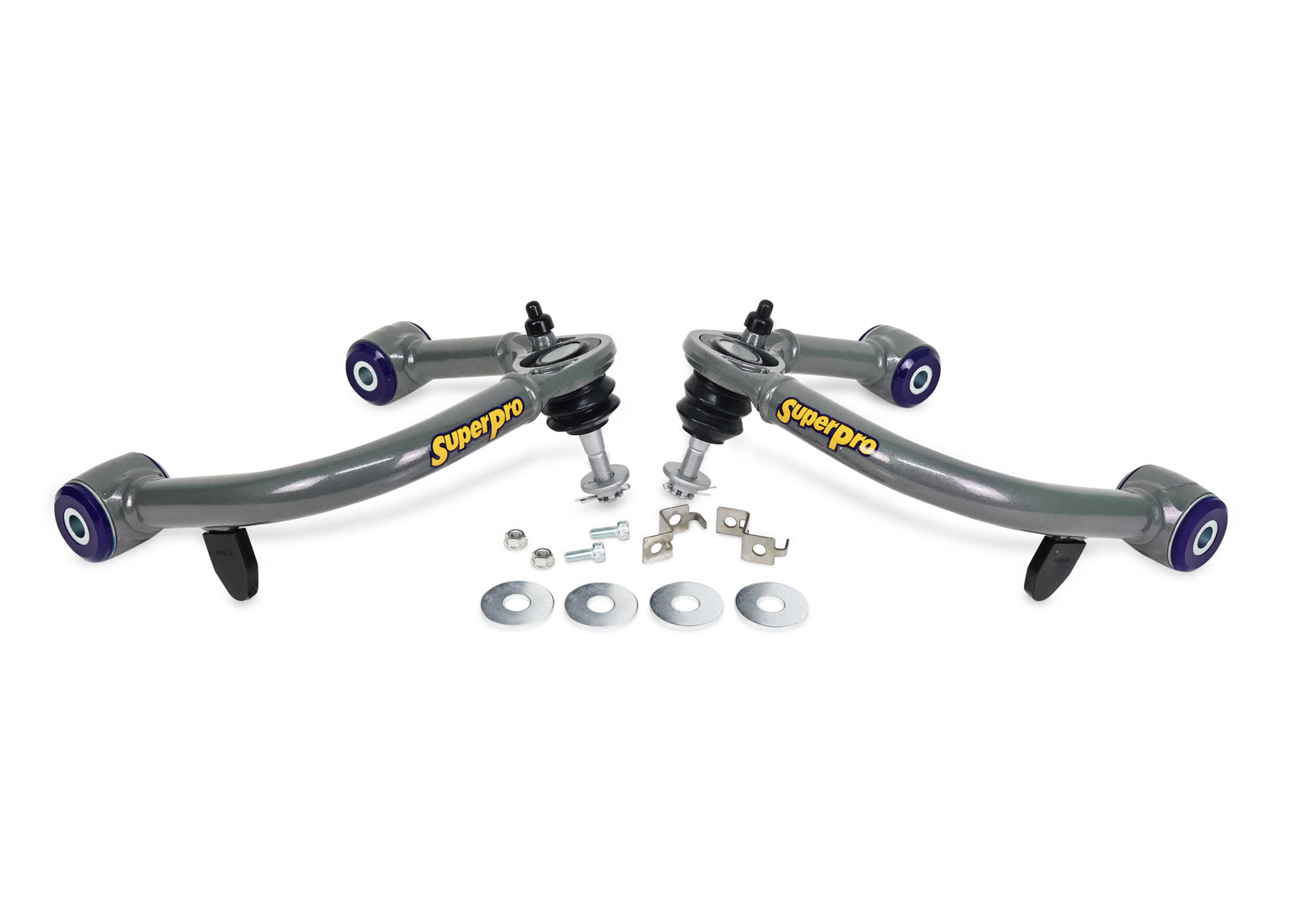 SuperPro - Front Upper Control Arm Set - Fixed Offset Camber and Caster Correction for Lifted Trucks - Gunmetal Grey - TRC6715E