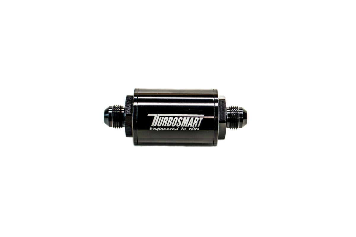 Turbosmart FPR Billet Inline Fuel Filter 1.75in OD 3.825in Length AN-8 Male Inlet - Black - TS-0402-1131