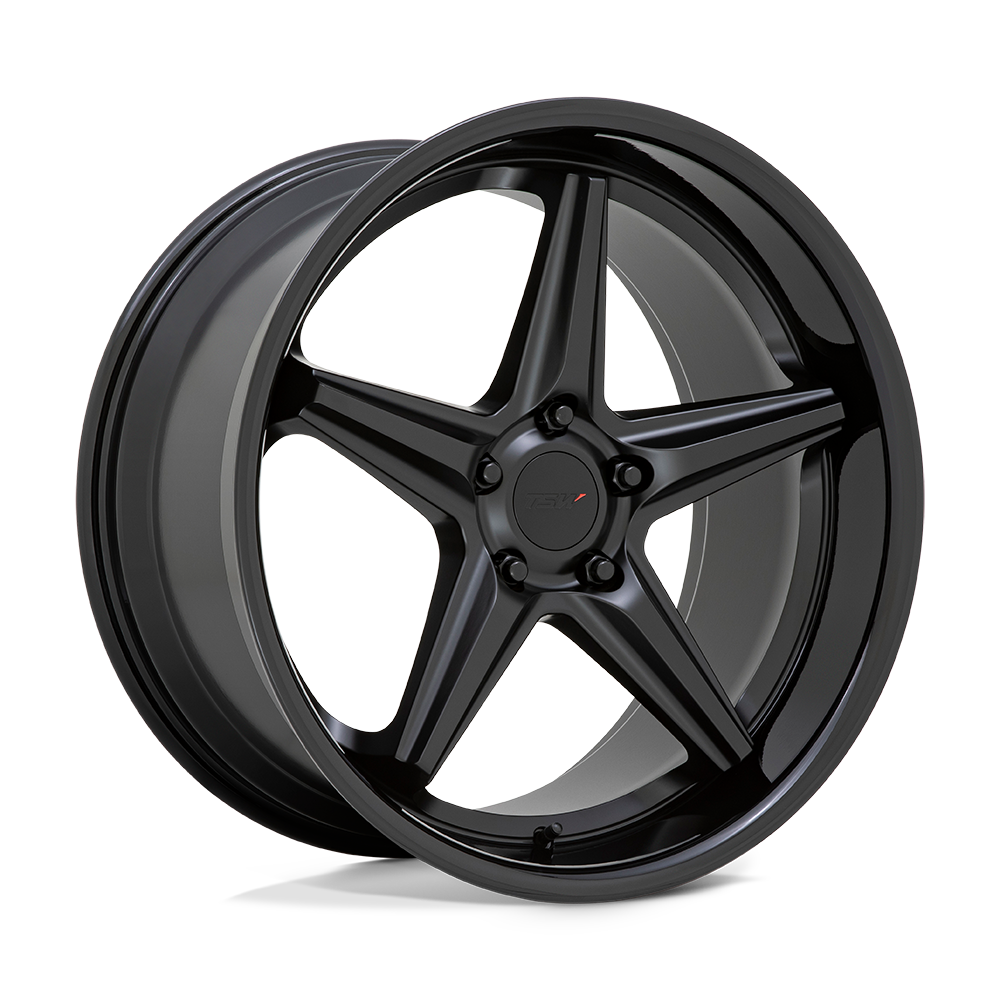 TSW Launch 20X10 5X114.3 +25MM Matte Black W/ Gloss Black Lip