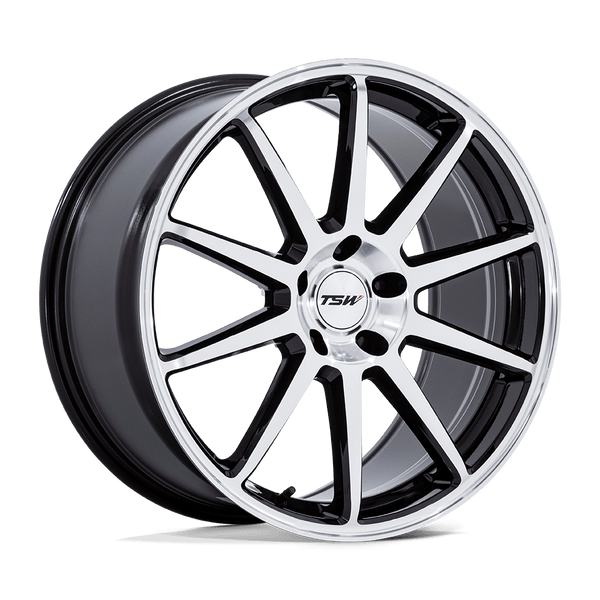 TSW Tw004 Canard 19X9.5 5X112 +25MM Gloss Black W/ Machined Face