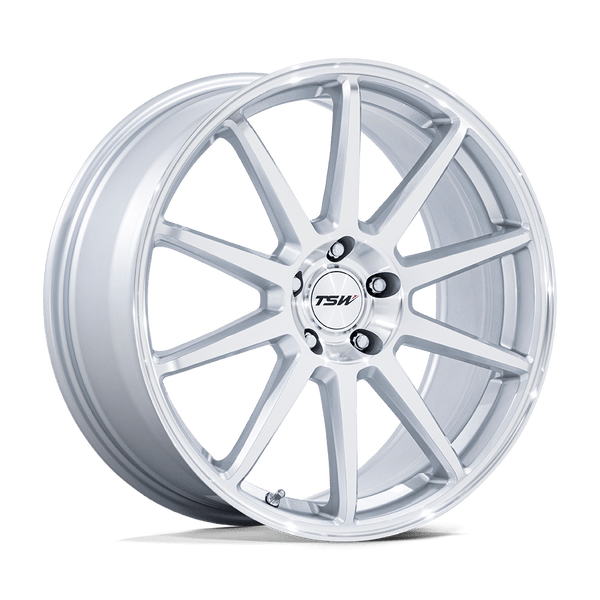 TSW Tw004 Canard 19X9.5 5X112 +25MM Gloss Silver W/ Machined Face