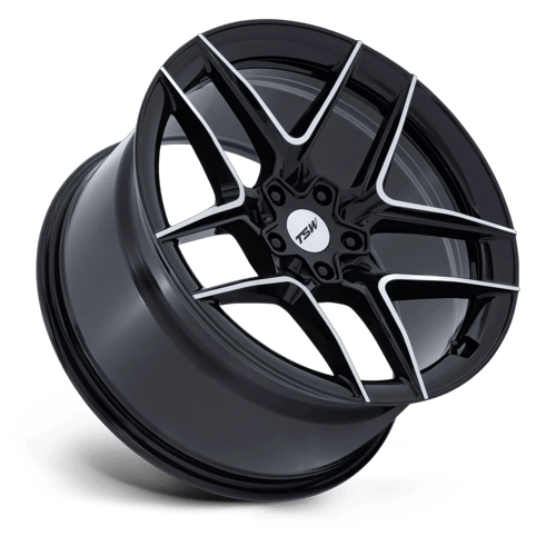 TSW Tw008 Slipstream 19X8.5 5X112 +35MM Gloss Black W/ Machined Face