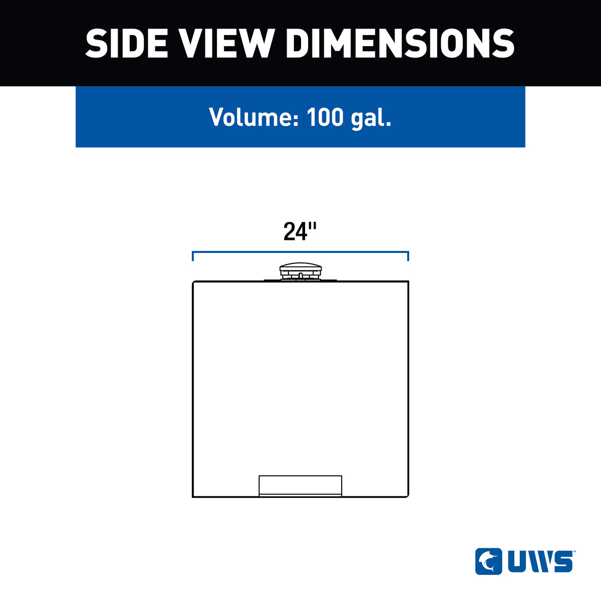 UWS TT-100-RT-T-P 100-Gallon Rectangle Bright Aluminum Transfer Tank