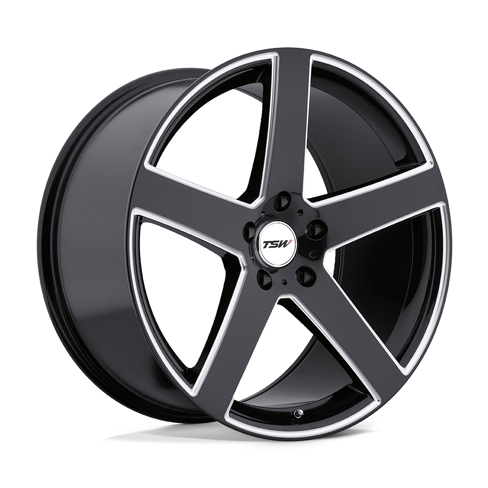 TSW Rivage 20X10 5X120 +25MM Gloss Black W/ Milled Spoke