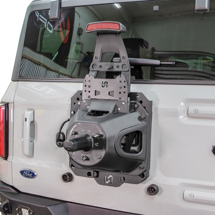 Turn Offroad 2021+ Ford Bronco Tire Carrier Relocation Kit - TC1-M1 for 2021-2026 Ford Bronco - angle view