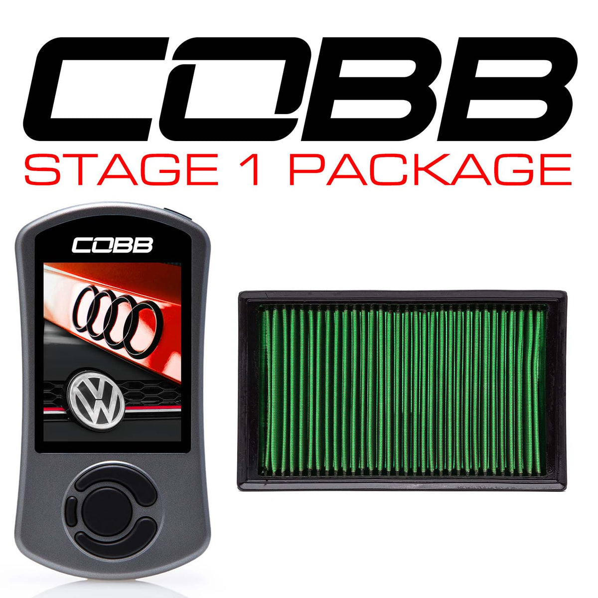 Cobb Stage 1 Power Package with DSG / S Tronic Flashing for Volkswagen (Mk7) Golf, (Mk7/Mk7.5) GTI, Jetta (A7) GLI, Audi A3 (8V) - VLK0020010-DSG
