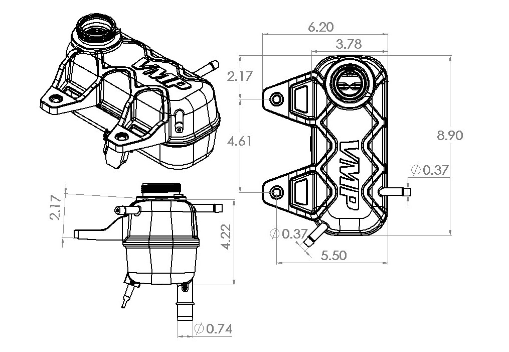 VMP Mustang S550 Engine Coolant Degas Bottle Kit - '15-'23 Mustang