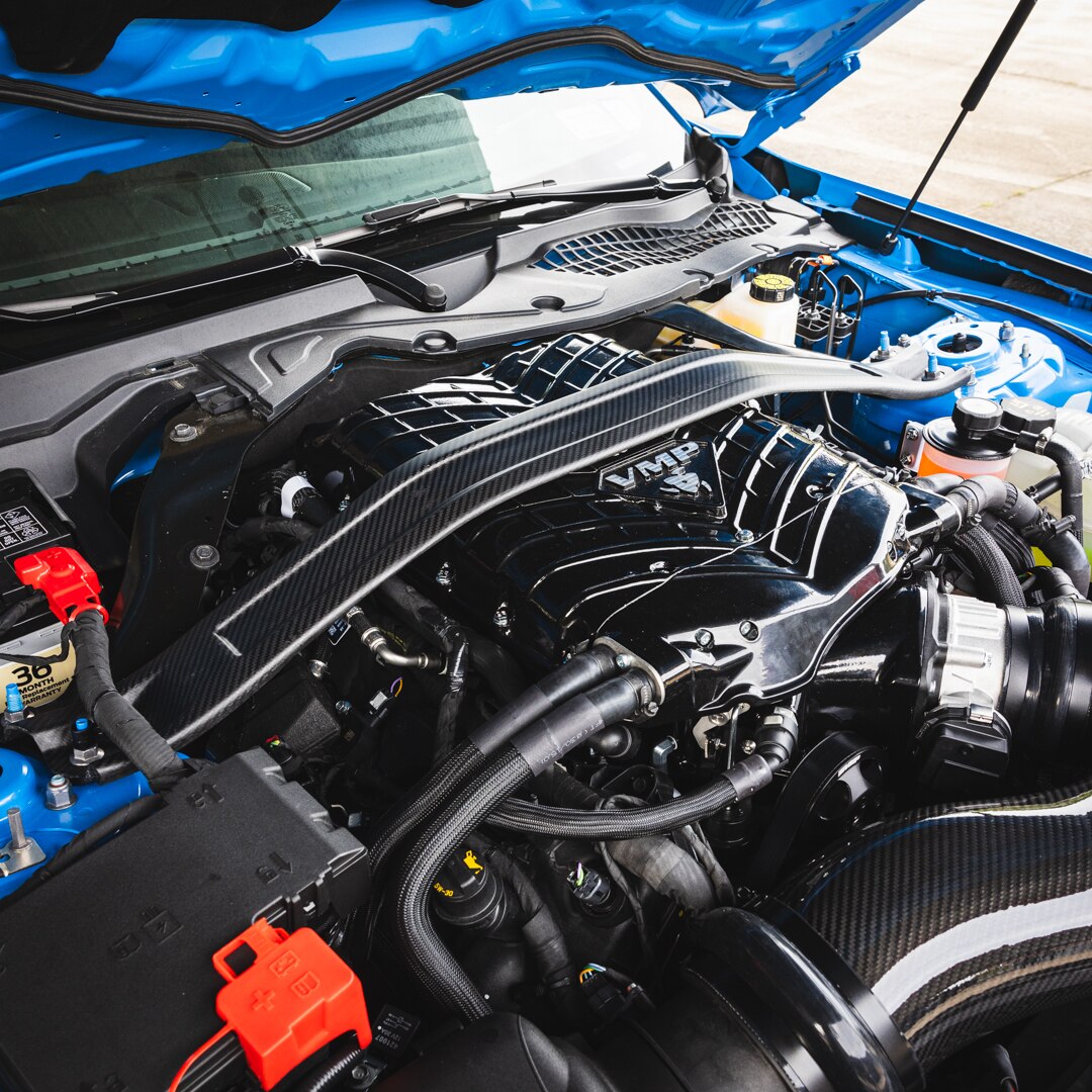 VMP Carbon Fiber Matte Strut Tower Brace for supercharged S650 '24+ with PP or Darkhorse