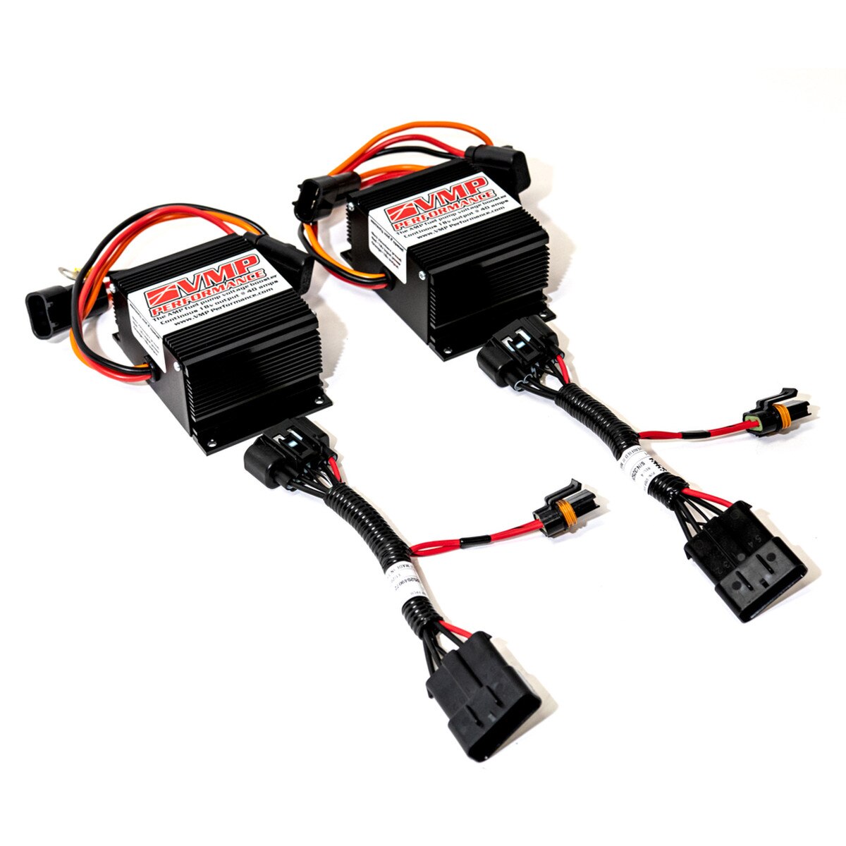 VMP Dual Plug and Play Fuel Pump Voltage Booster for '07-'10 GT500 - VMP-ENF004 for 2007-2010 Ford Mustang - angle view