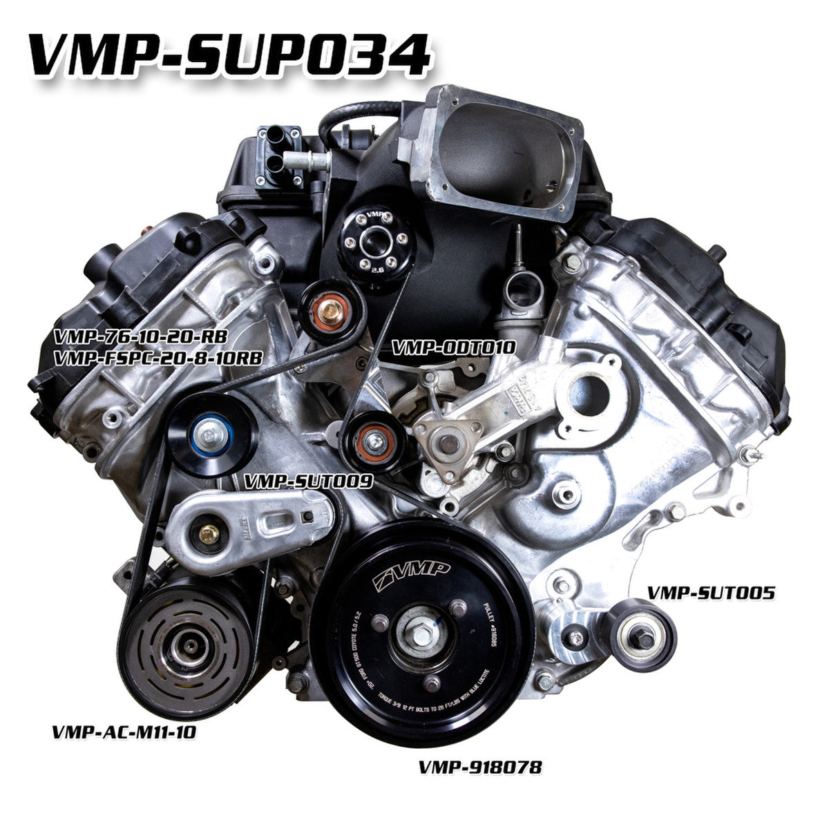 VMP Performance 11-17 Odin Supercharged Coyote w/ AC 10-Rib Full-FEAD Kit - 20 Percent OD - VMP-SUP034