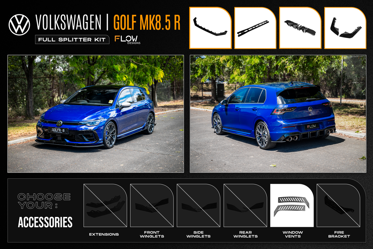 Flow Designs - MK8.5 Golf R Full Lip Splitter Set