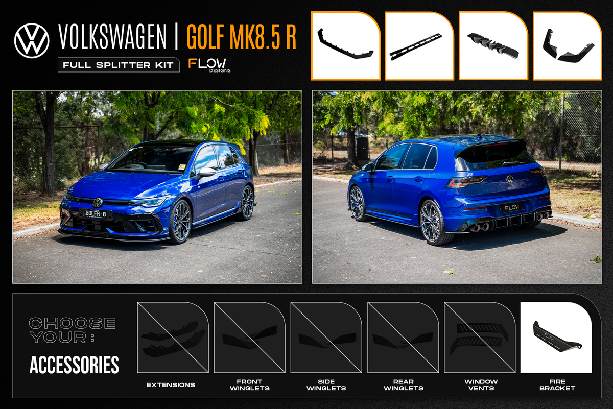 Flow Designs - MK8.5 Golf R Full Lip Splitter Set