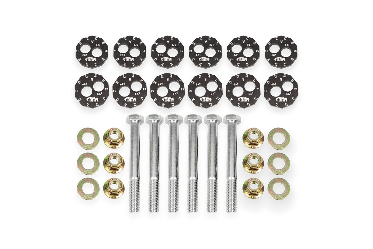 BMR 97-04 Chevrolet Corvette C5 Front & Rear Lower Control Arms Camber Bolt Kit - Black Anodized - WAK552