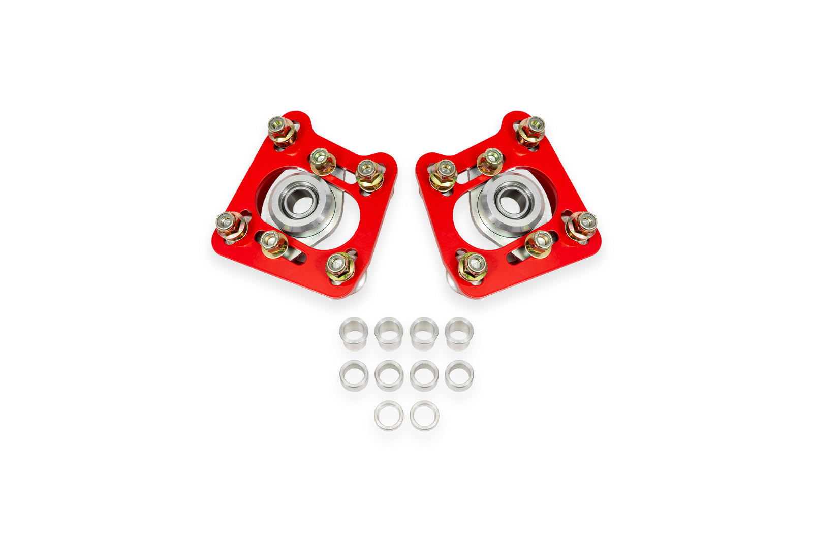 BMR 94-04 Ford Mustang Steel Caster Camber Plates - Red - WAK740R