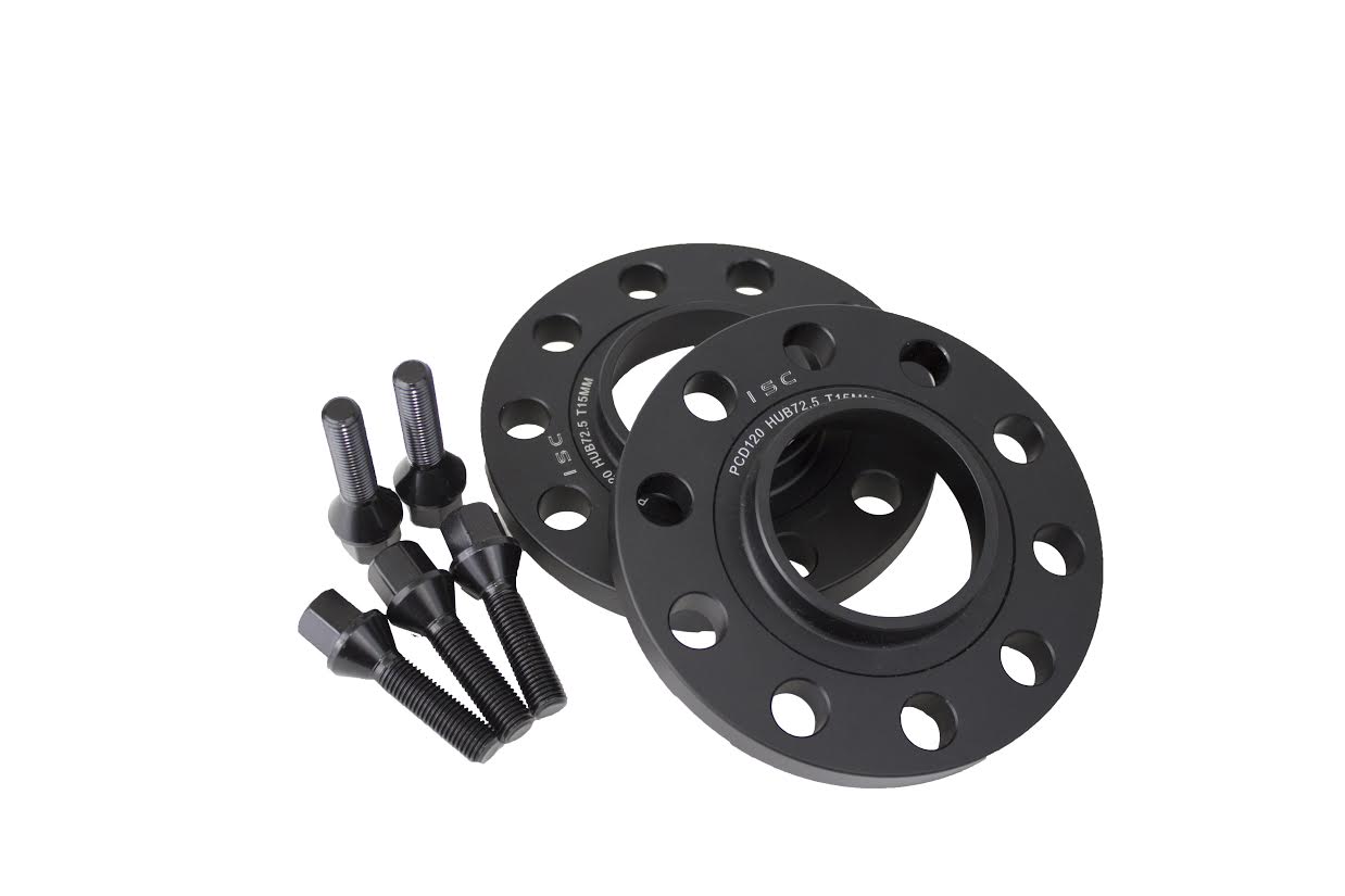 ISC Suspension BMW 5x120 Hub Centric (72.6 Hub Bore) Wheel Spacers 15mm Black (Pair) - WSBMW15B