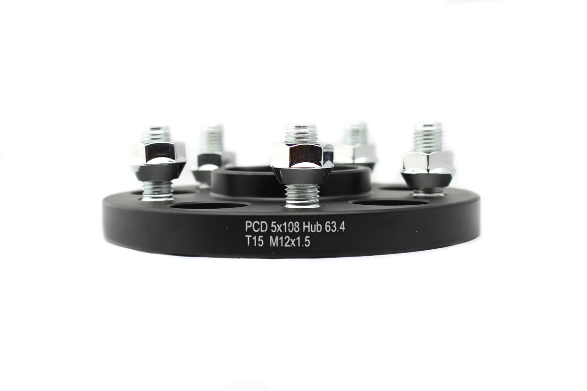 ISC Suspension 5x108 Hub Centric Wheel Spacers 15mm Black (Pair) - WSFD15B