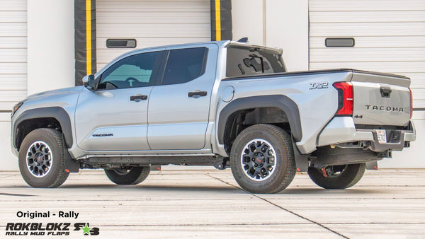 RokBlokz -  Toyota Tacoma TRD Off-road (4th Gen) 2024+ Rally Mud Flaps for 2024-2025 Toyota Tacoma - front view