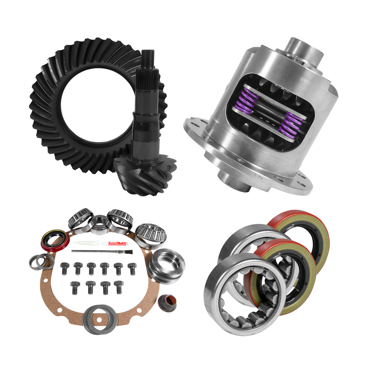 Yukon 8.8in Ford 3.55 Rear Ring & Pinion Install Kit 31 Spline Positraction 2.53in Axle Bearings - YGK2038
