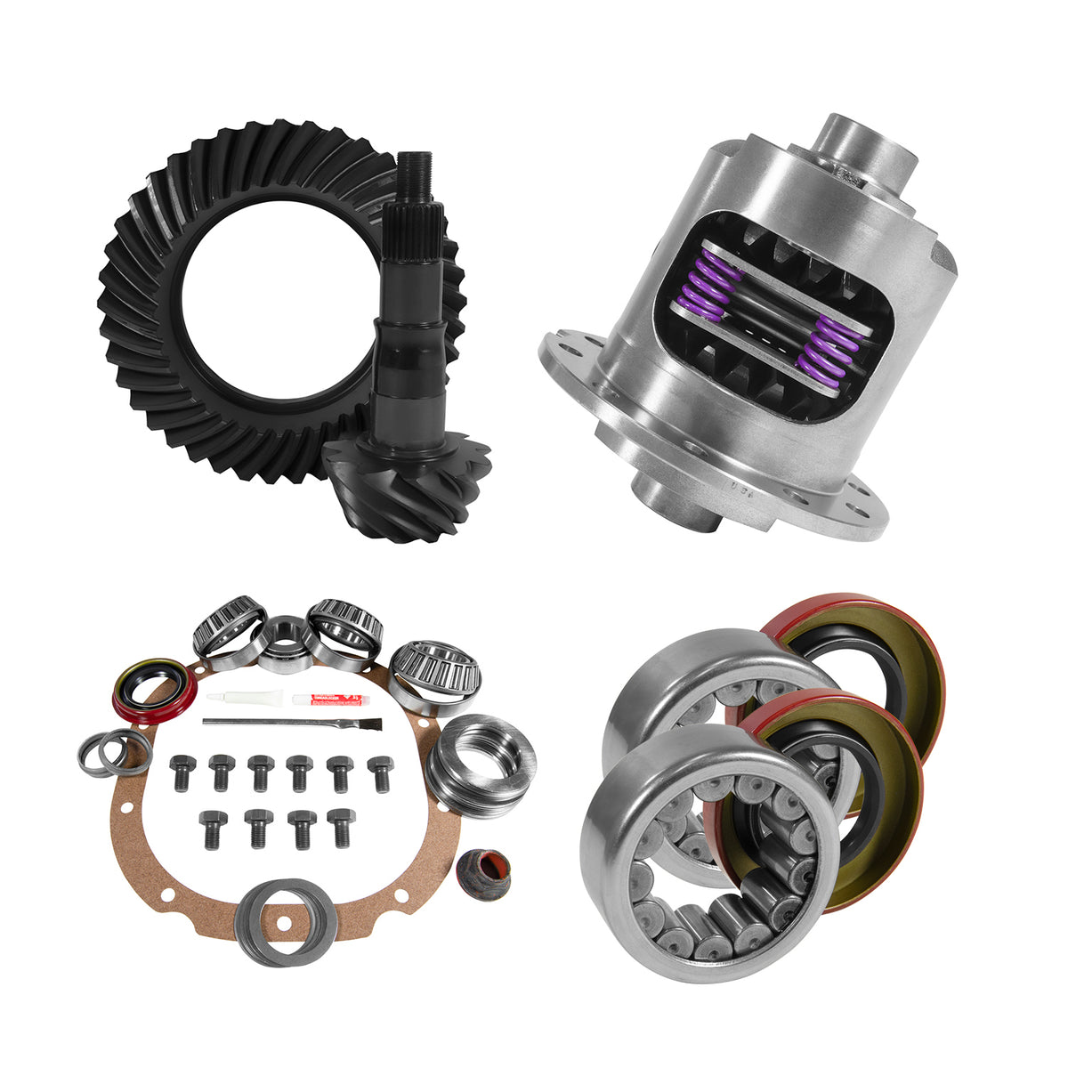 Yukon 8.8in Ford 4.56 Rear Ring & Pinion Install Kit 31 Spline Positraction 2.99in Axle Bearings - YGK2053