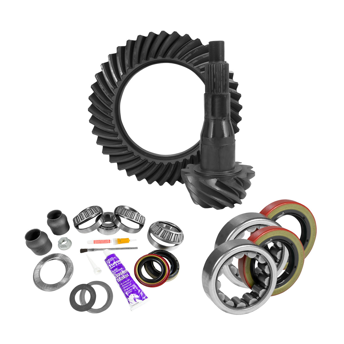 Yukon 9.75in Ford 4.11 Rear Ring & Pinion Install Kit 2.53in OD Axle Bearings and Seal - YGK2090