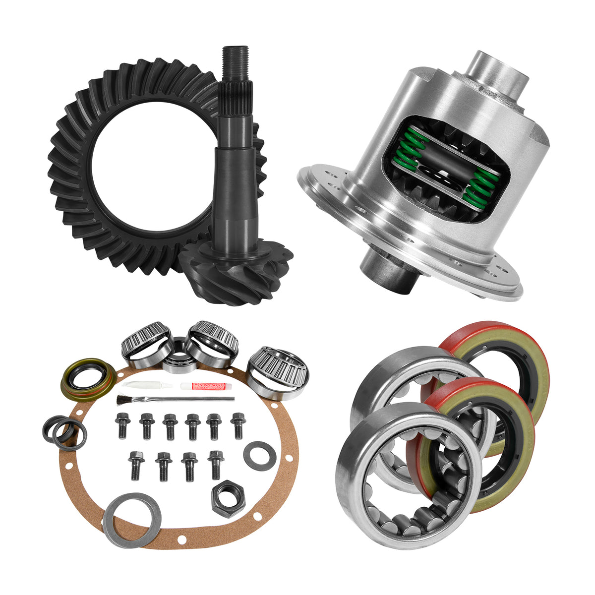 Yukon 8.25in CHY 3.55 Rear Ring & Pinion Install Kit Positraction 1.618in ID Axle Bearings - YGK2193