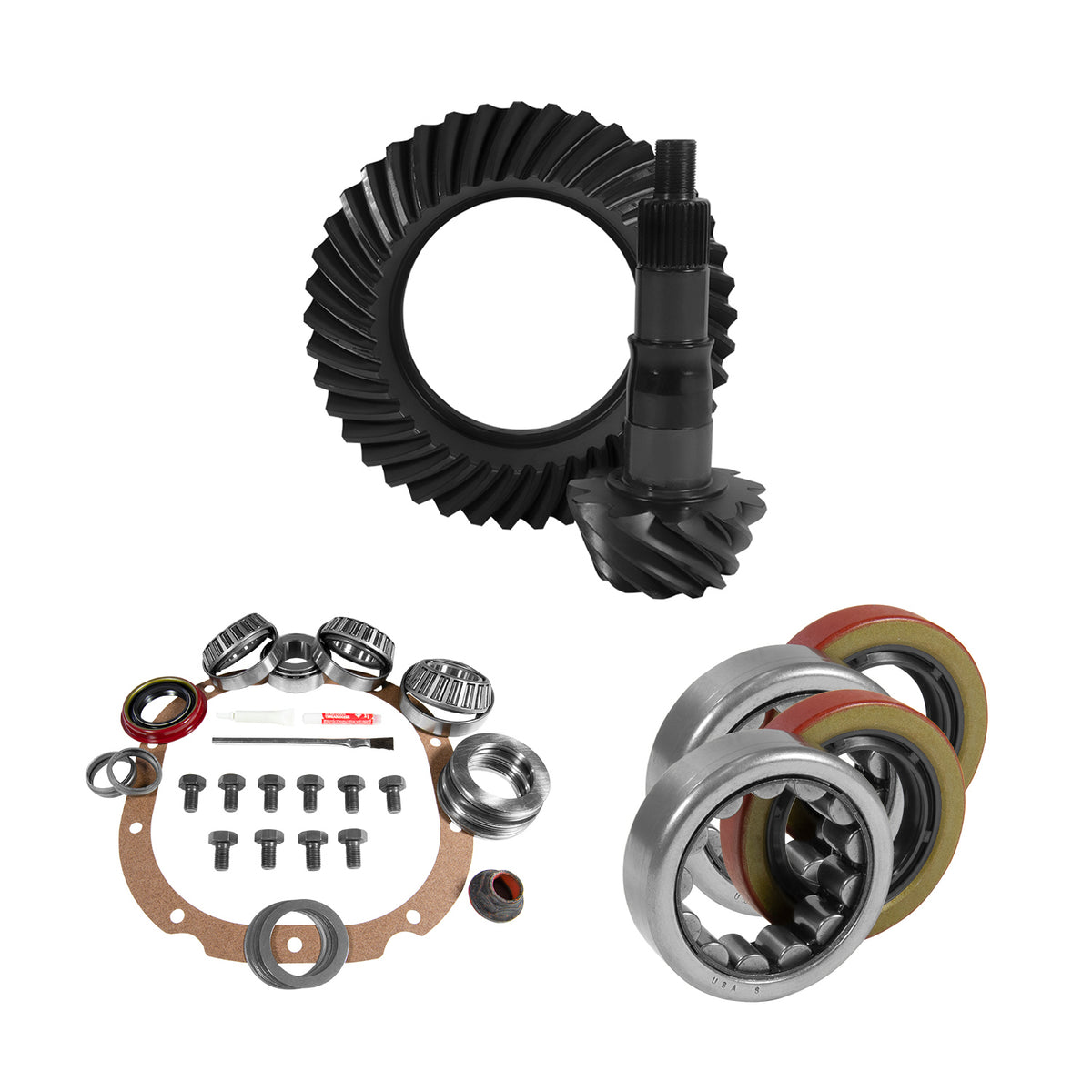 Yukon 8.8in Ford 3.55 Rear Ring & Pinion Install Kit 2.25in OD Axle Bearings and Seals - YGK2217