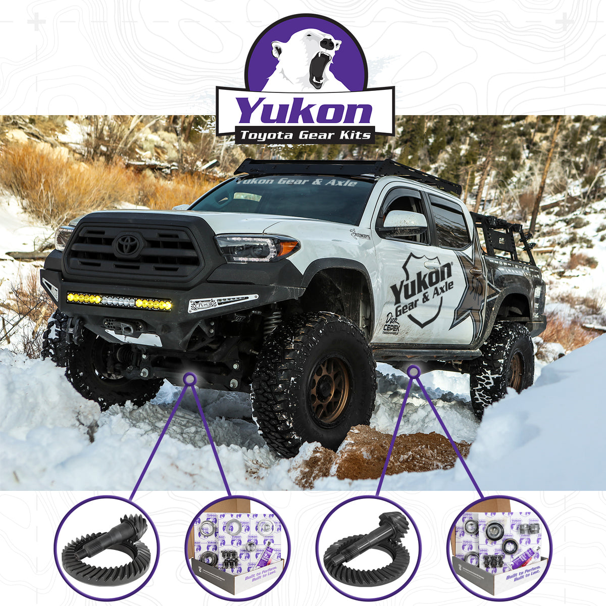 Yukon Ring & Pinion Gear Kit Front & Rear for Toyota 8/8IFS Diff (A/T w/o E-Locker) 4.30 Ratio - YGKT004-430