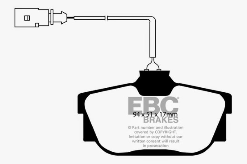 EBC 00 Volkswagen Eurovan 2.8 (ATE) with Wear Leads Ultimax2 Rear Brake Pads - UD877