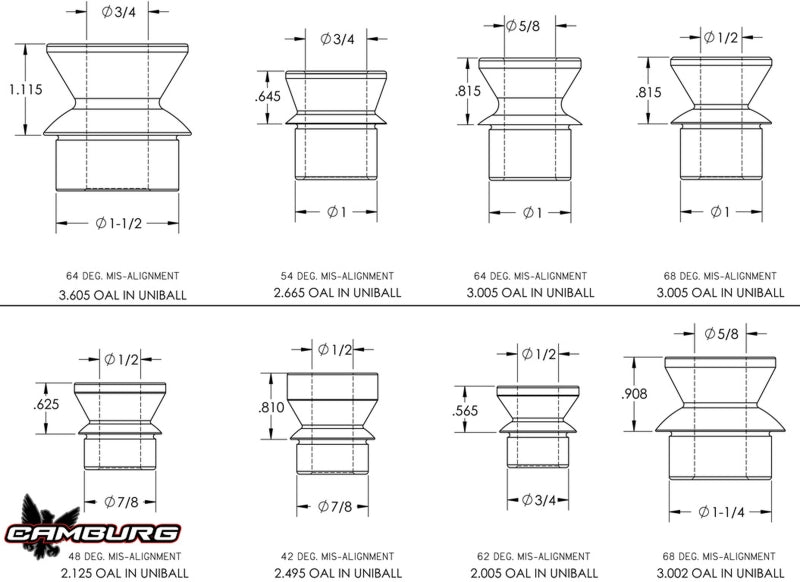 Camburg 7/8in. RHT Heim Kit (FK JMX heim 1/2in. ID spacers 1.50in. thread bung jam nut) - CAM-040044-500