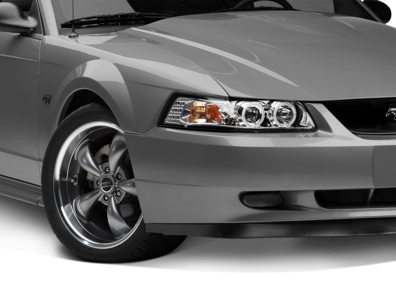 Raxiom 99-04 Ford Mustang Dual LED Halo Projector Headlights- Chrome Housing (Clear Lens) - 49114