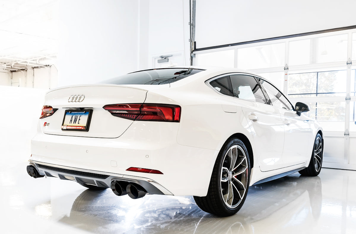AWE Tuning Audi B9 S4 Touring Edition Exhaust - Non-Resonated (Black 102mm Tips) - 3010-43050