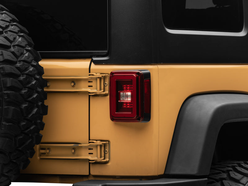 Raxiom 07-18 Jeep Wrangler JK JL Style LED Tail Lights- Black Housing - Red Lens - J133626