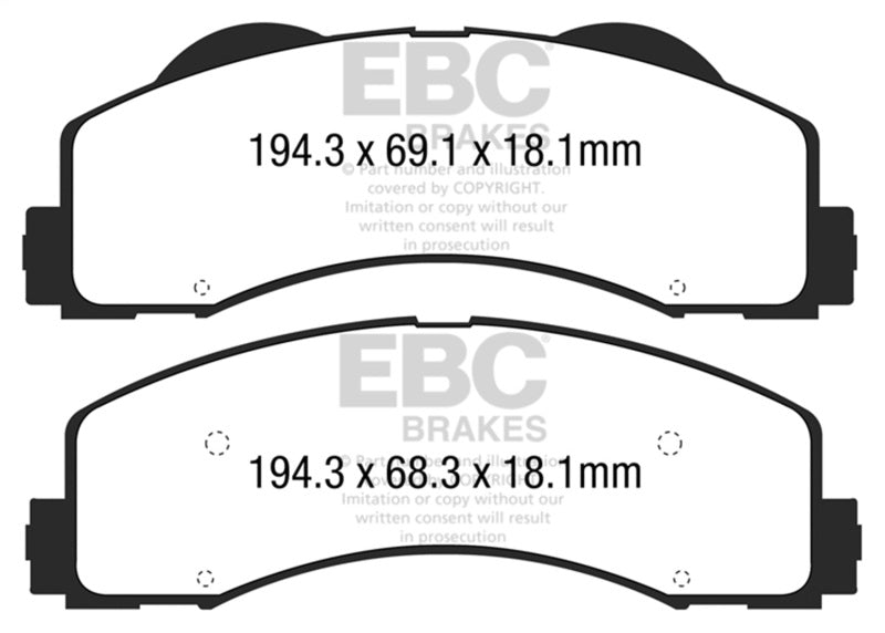 EBC 15+ Ford F150 2.7 Twin Turbo (2WD) Ultimax2 Front Brake Pads - UD1770