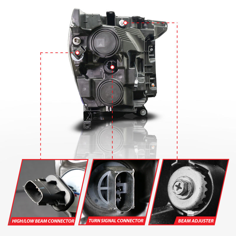 Anzo 21-23 Ford F150 LED Projector Headlight w/Switchback+Sequential - Black (Passenger Side Only) - 111594-R