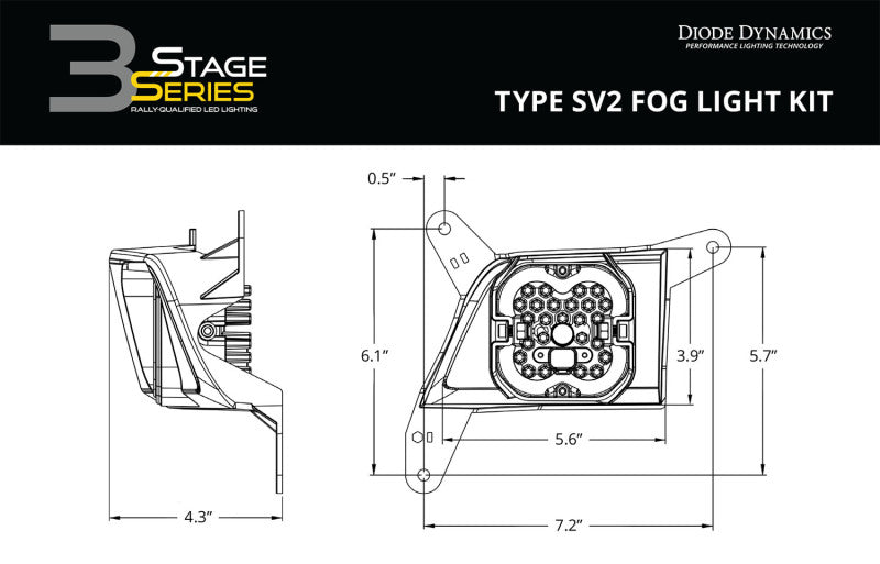 Diode Dynamics SS3 Sport Type SV2 Kit ABL - Yellow SAE Fog - DD7122