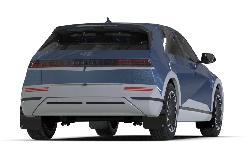 Rally Armor 22-24 Hyundai Ioniq 5 Black UR Mud Flap Silver Battery Logo - MF87-BAT-BLK-SIL
