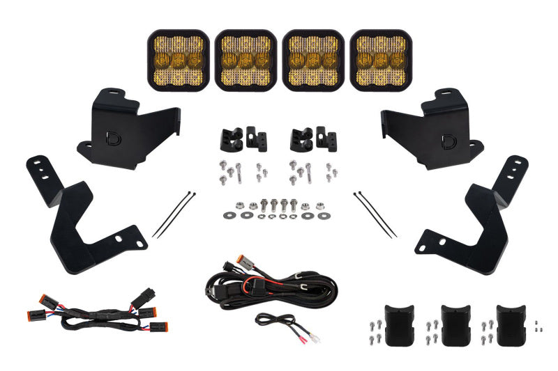 Diode Dynamics 2024 Toyota Tacoma SS5 Grille CrossLink Lightbar Kit - Pro Yellow Combo - DD8030