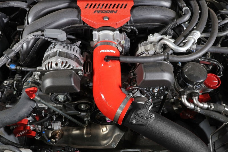 Perrin 22-23 Subaru BRZ/Toyota GR86 Silicone Inlet Hose (3in. ID / SS Wire) - Red - PSP-INT-432RD
