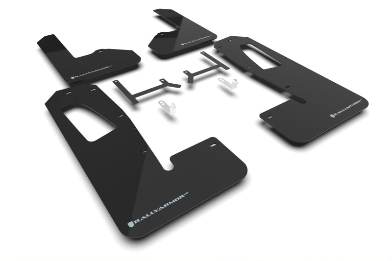 Rally Armor 22-24 Rivian R1S Black UR Mud Flap w/Light Blue Logo - MF108-UR-BLK-ABL