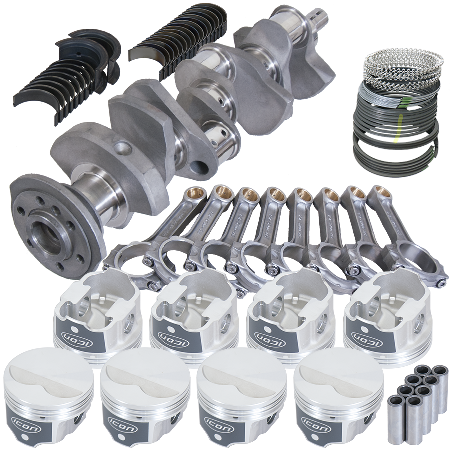 Eagle Chevy 350 3.480in Crank 5.700in I-Beam Rods -3.7cc Flat Top 4.000in Pistons Balanced Assembly - B62302000 - front view