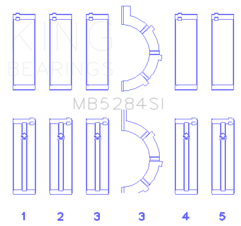 King Engine Bearings Chrysler/Jeep 287Ci 4.7L (Size +0.50mm) Main Bearing Set - MB5284SI0.5