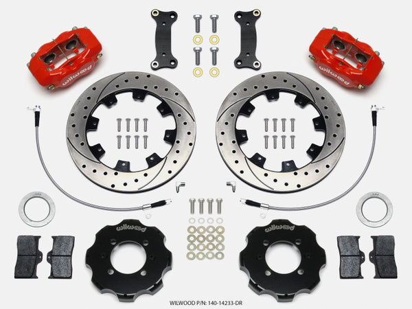 Wilwood Forged Dynalite Front Hat Kit 12.19in Drilled Red 2016-Up Mazda MX5 Miata w/ Lines - 140-14233-DR for 2016-2025 Mazda