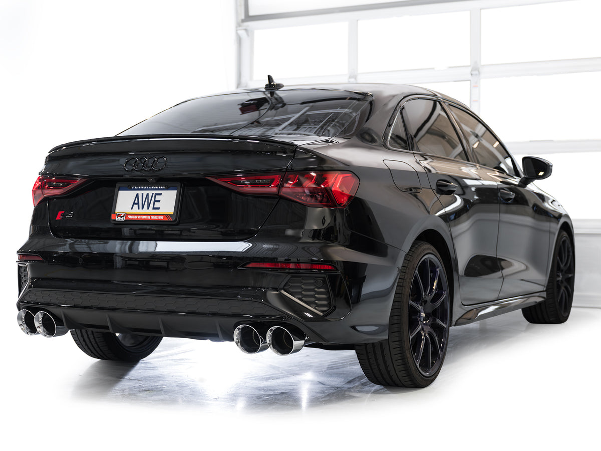 AWE 22-24 Audi 8Y S3 Track Edition Exhaust  - Chrome Silver Tips - 3020-42897
