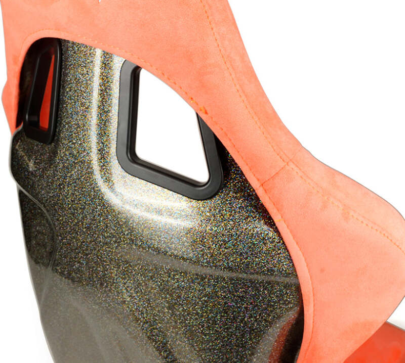 NRG FRP Bucket Seat ULTRA Edition W/ Grey Pearlized Back / Peach Microfiber Material - Large - FRP-302PH-ULTRA - close-up view 2 3 4 5