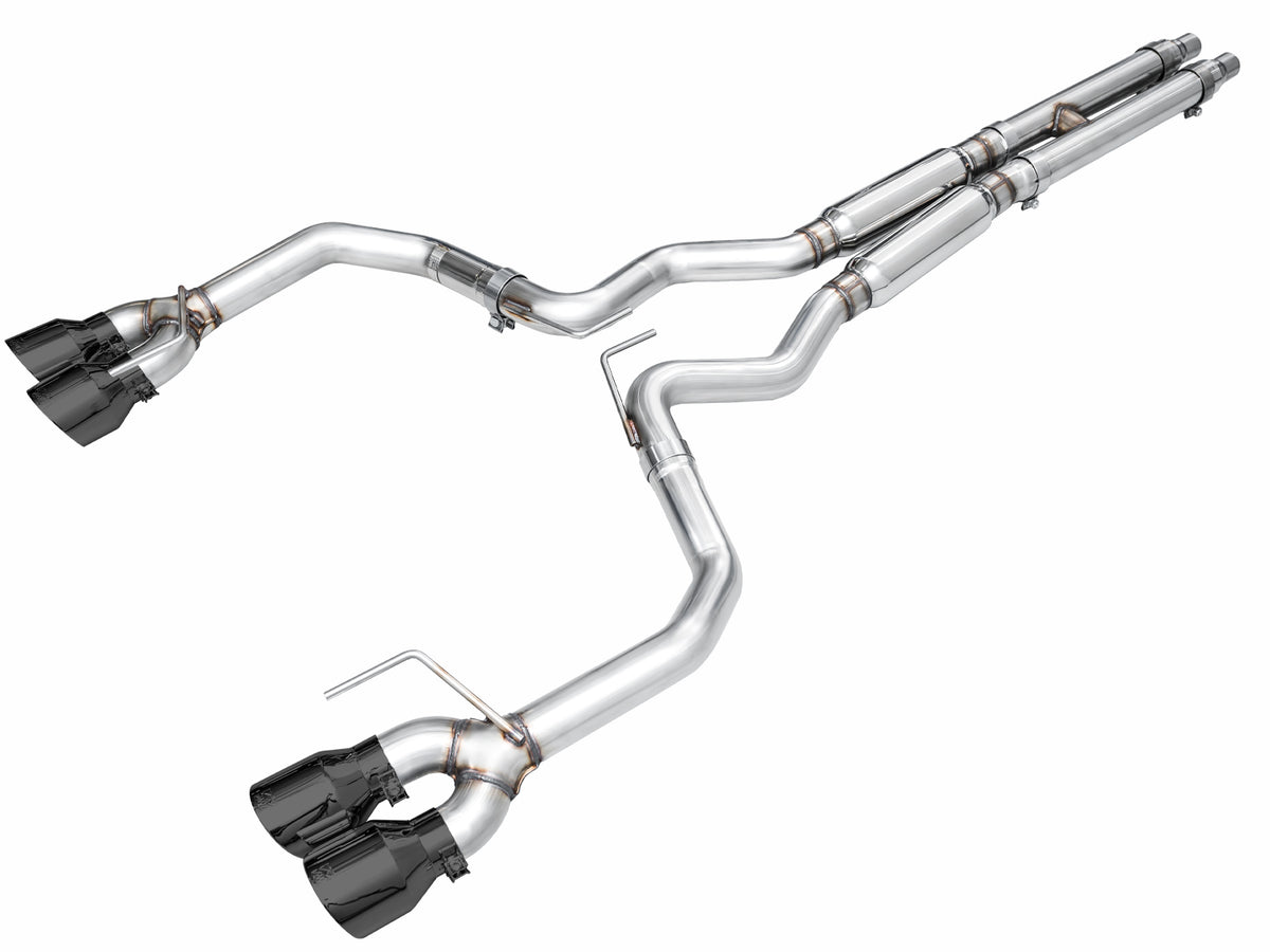 AWE 2024 Ford Mustang GT Fastback S650 RWD Track Edition Catback Exhaust w/ Quad Diamond Black Tips - 3020-43650