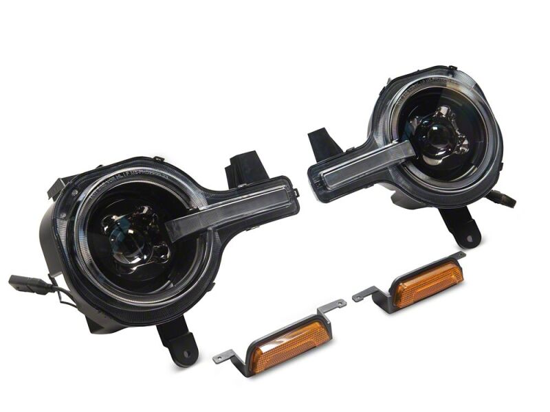 Raxiom 21-26 Ford Bronco LED Halo Headlights with Amber Backlight- Black Housing- Clear Lens - FB48241 - close-up view 7