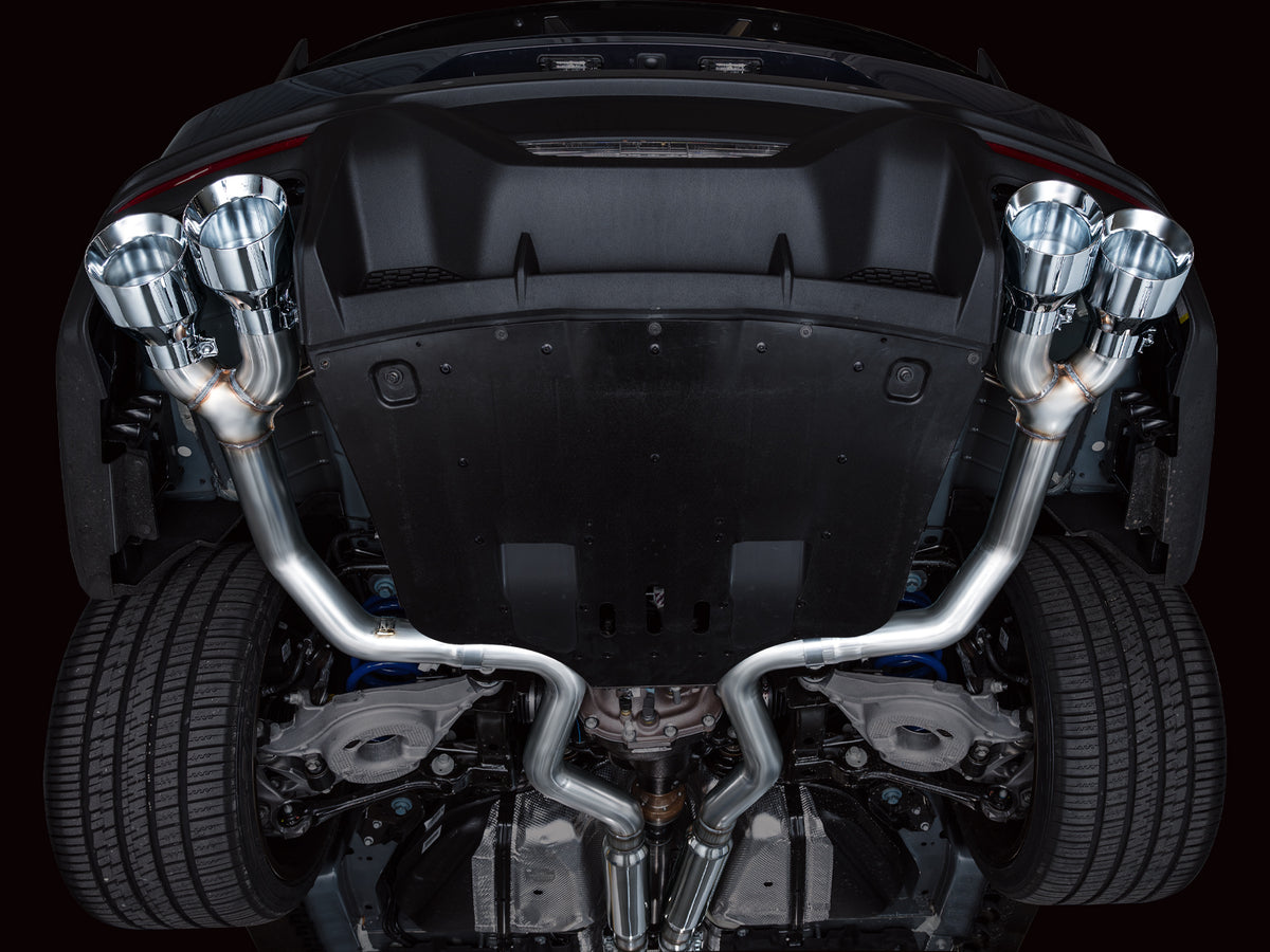AWE 2024 Ford Mustang Dark Horse S650 RWD Track Edition Catback Exhaust w/ Quad Chrome Silver Tips - 3020-42375