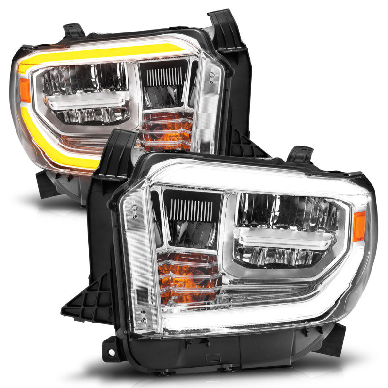 ANZO 2014-2017 Toyota Tundra LED Crystal Headlights w/ Switchback Chrome Housing w/ DRL - 111532