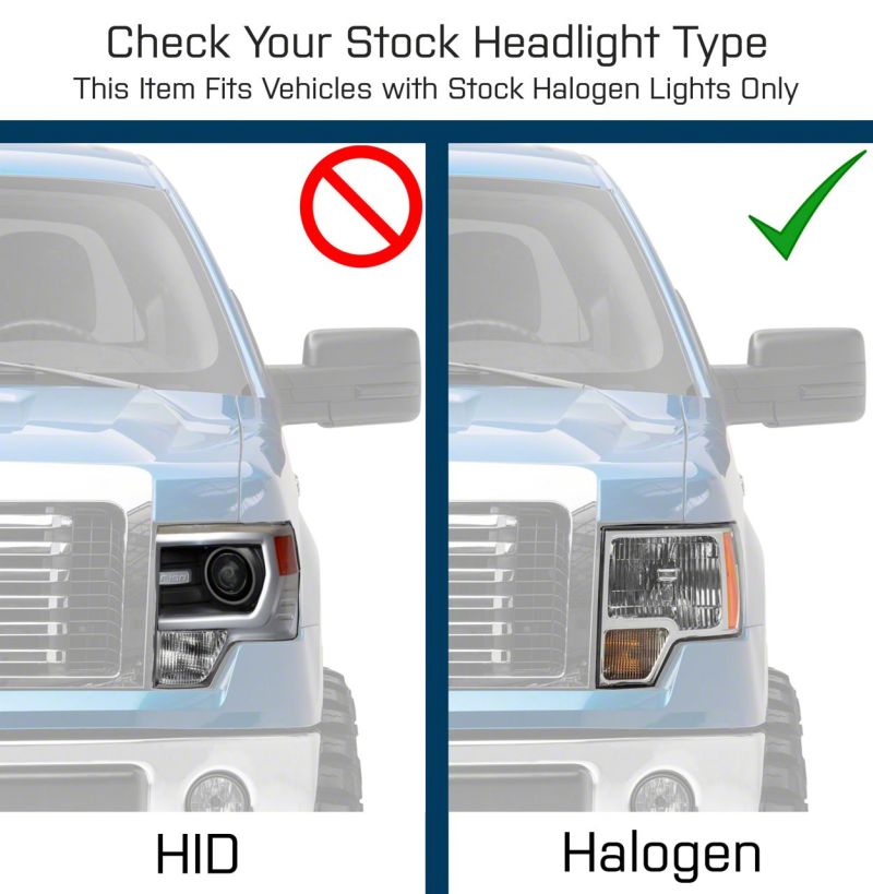 Raxiom 09-14 Ford F-150 Super White LED Halo Projector Headlights- Blk Housing (Clear Lens) - T542825