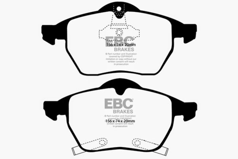 EBC 98 Saab 9-3 2.0 Turbo Yellowstuff Front Brake Pads - DP41187R